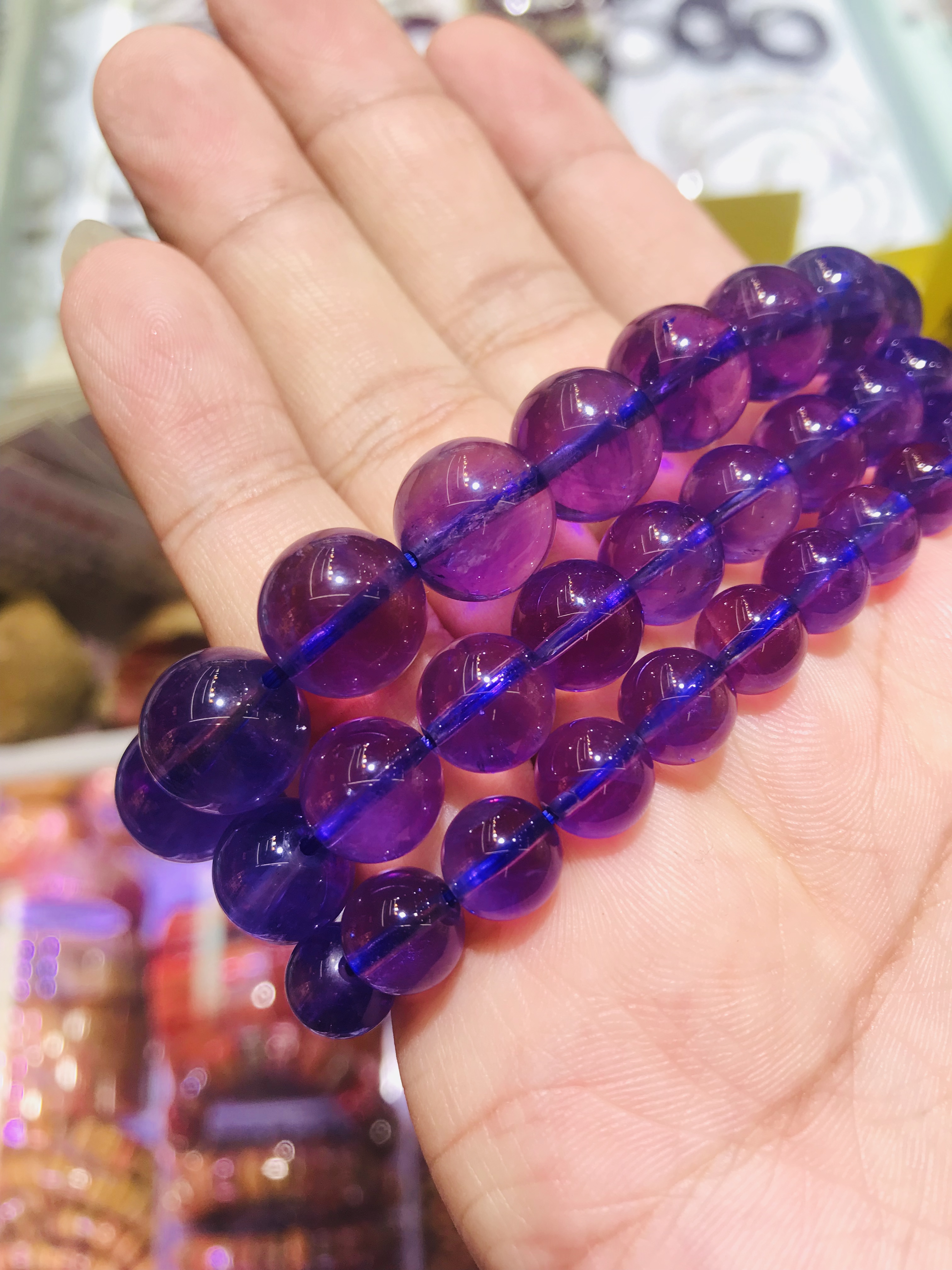 A 15-year-old store's white jade crystal pearl amethyst bracelet with a diameter of 8mm Specification image
