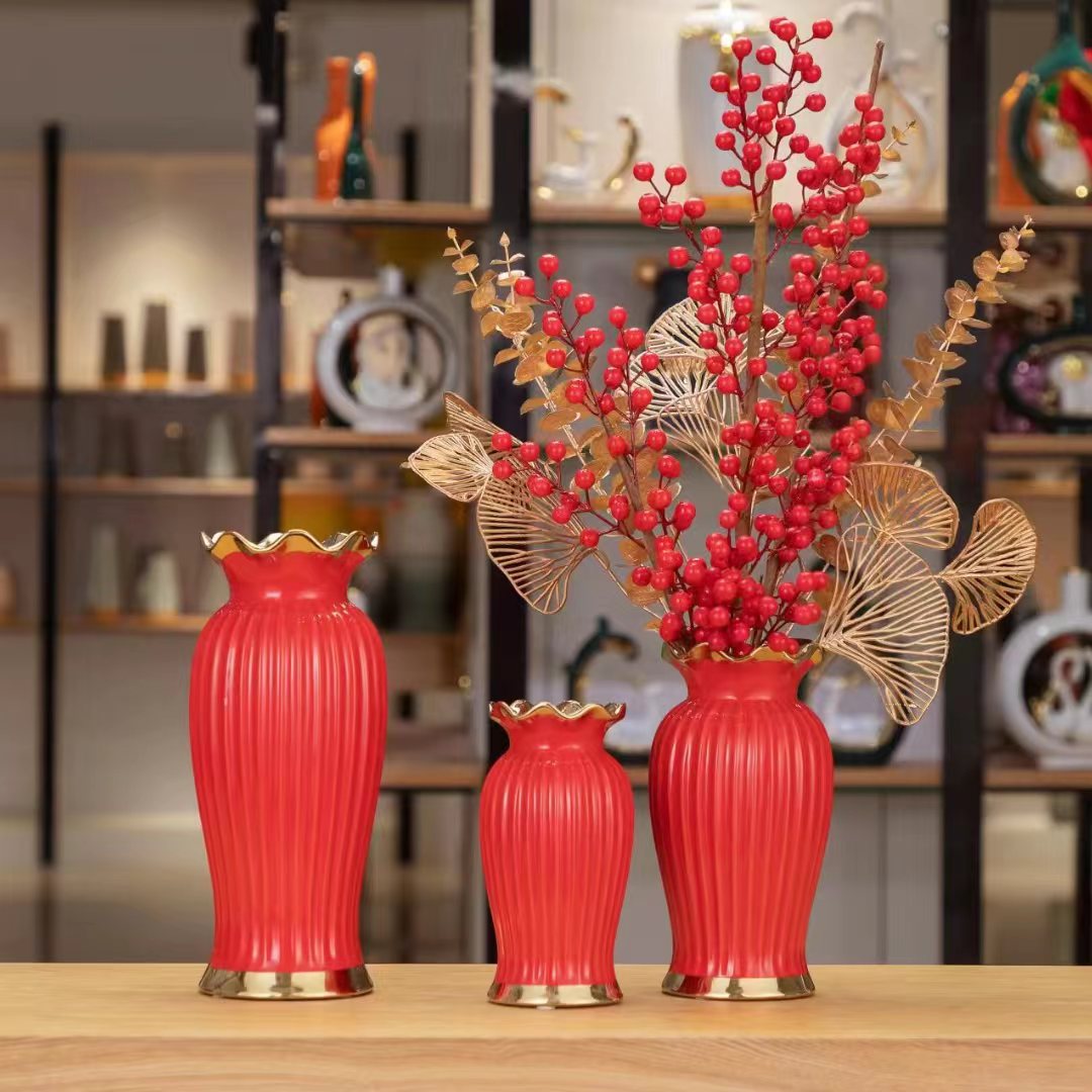 电镀陶瓷花瓶摆件三色10