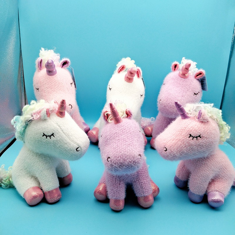 新款可爱软萌毛线独角兽公仔 布娃娃儿童玩偶睡觉床上抱枕
