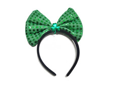 爱尔兰节蝴蝶结头箍圣帕特里克节绿色小帽子发箍三叶草项链