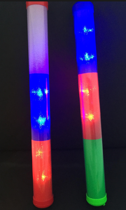 Plastic flashing sticks with lights, cheering for competitions, bar livening, parties, holding for celebration, decoration, popular three-color sticks Specification image