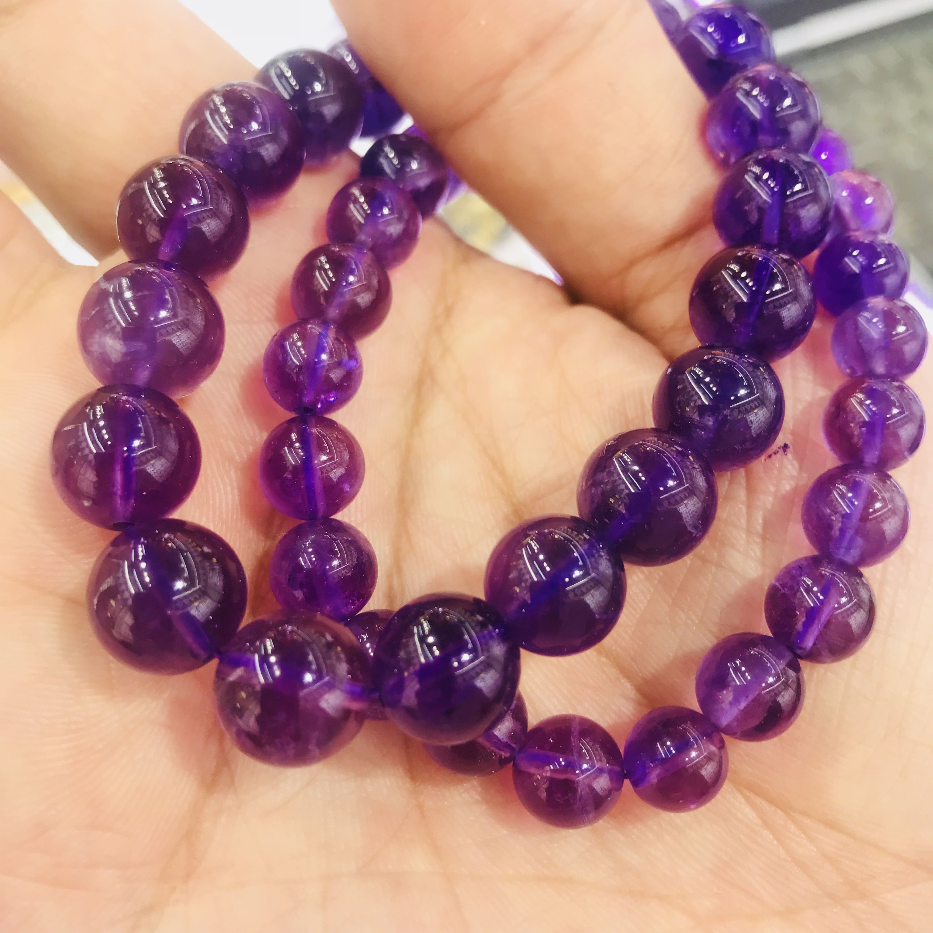 A 15-year-old store's white jade crystal pearl amethyst bracelet with a diameter of 8mm details Picture