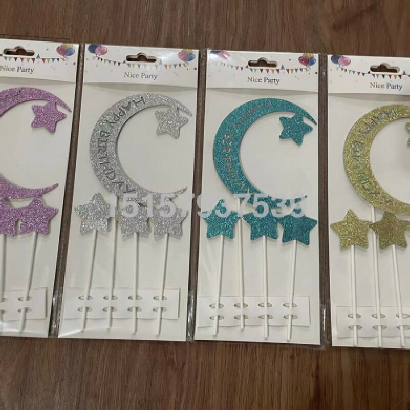 生日蛋糕装饰金色闪粉皇冠数字亚克力蛋糕插牌烘培甜品装饰插件37