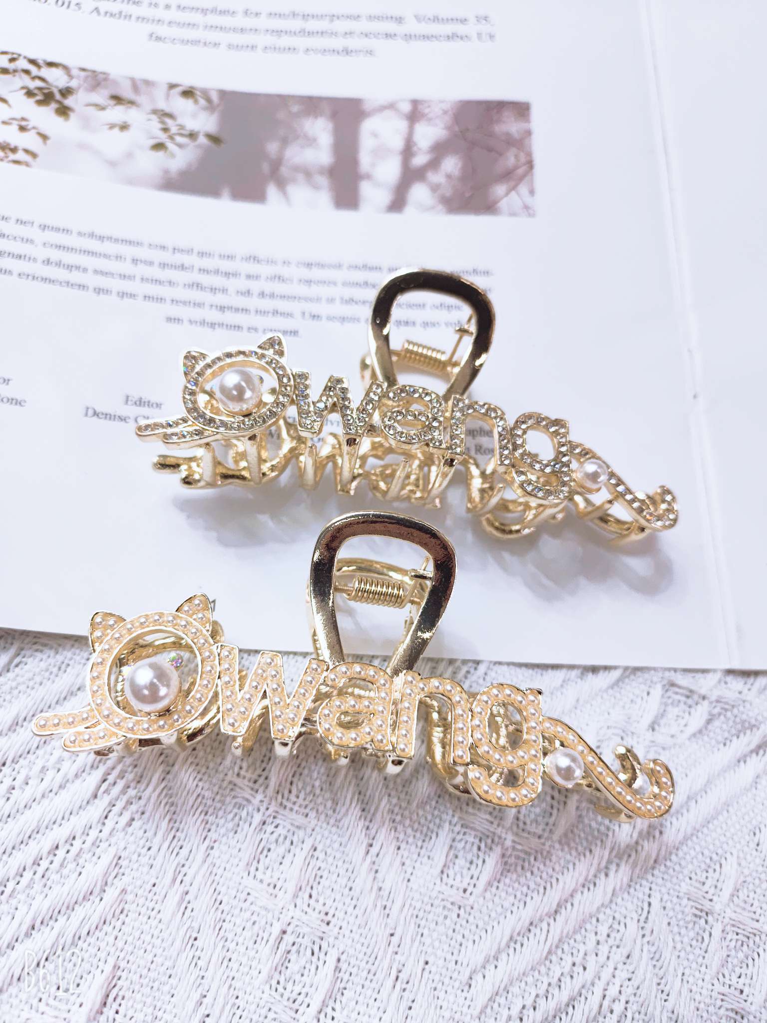 Alloy Korean version full diamond glass ladylike children's butterfly-shaped claw clamp, bright red details Picture