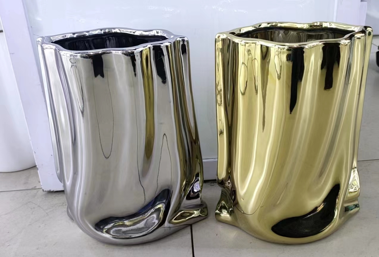 Electroplated colored ceramic vase ornament 1