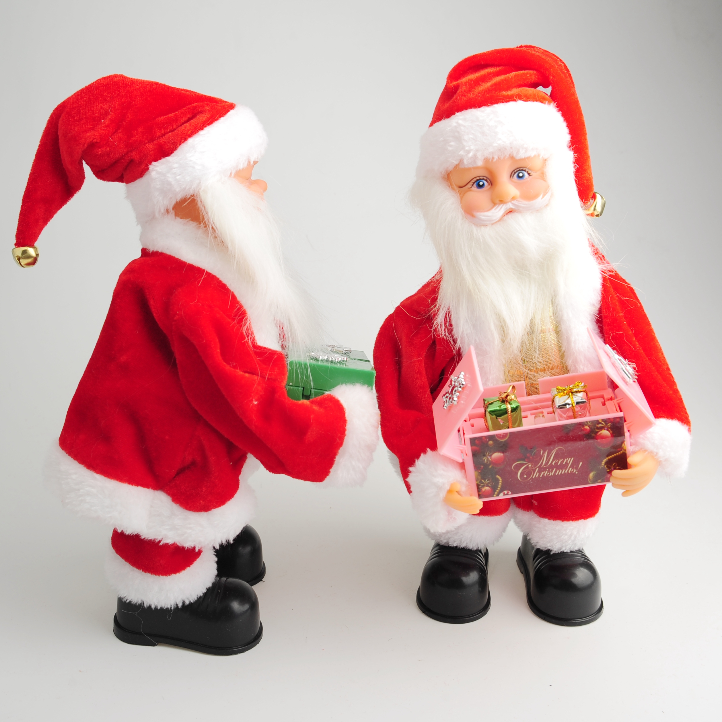 Santa Claus electric hand holding gift box singing Santa Claus toys Christmas decorative ornaments Item Picture