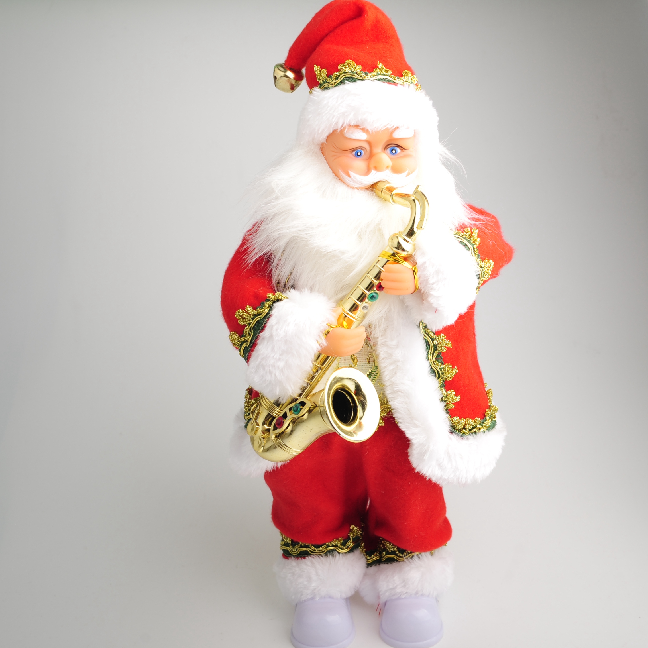 圣诞节装饰品电动玩具萨克斯吹乐器音乐圣诞老人