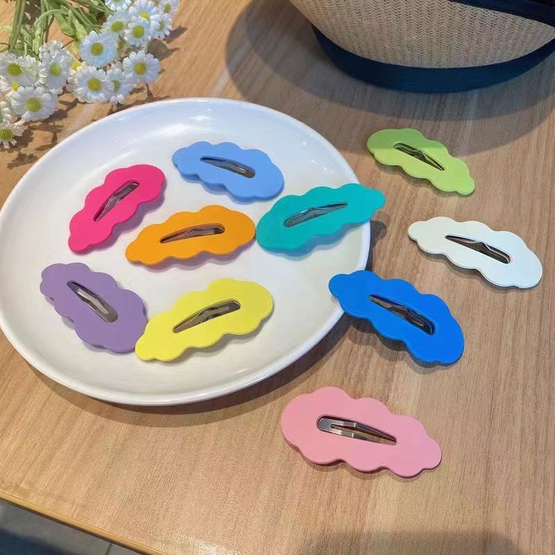 新强 甜美日韩ins风糖果色波浪云朵发夹品牌Y系列可爱刘海夹少女心发卡边夹 23429