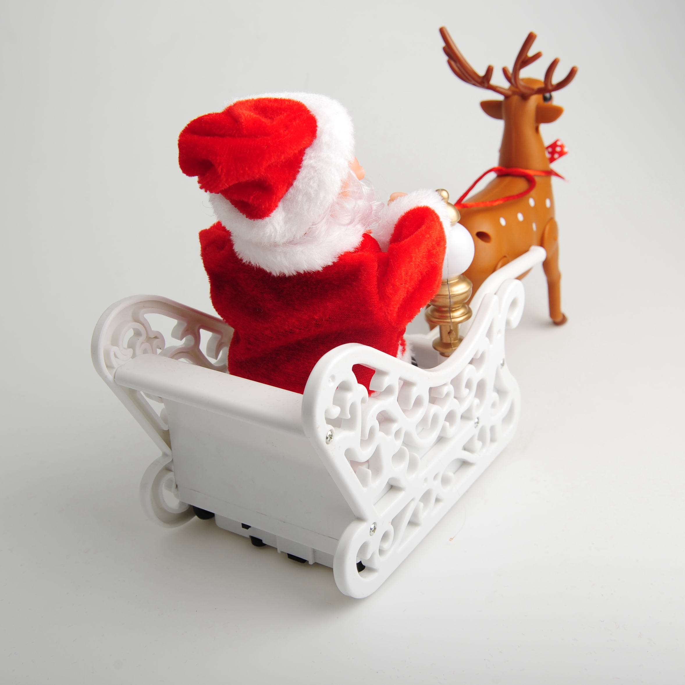 Novel and creative reindeer sleigh, Santa Claus doll with music, electric swivel toy, Christmas gift Item Picture