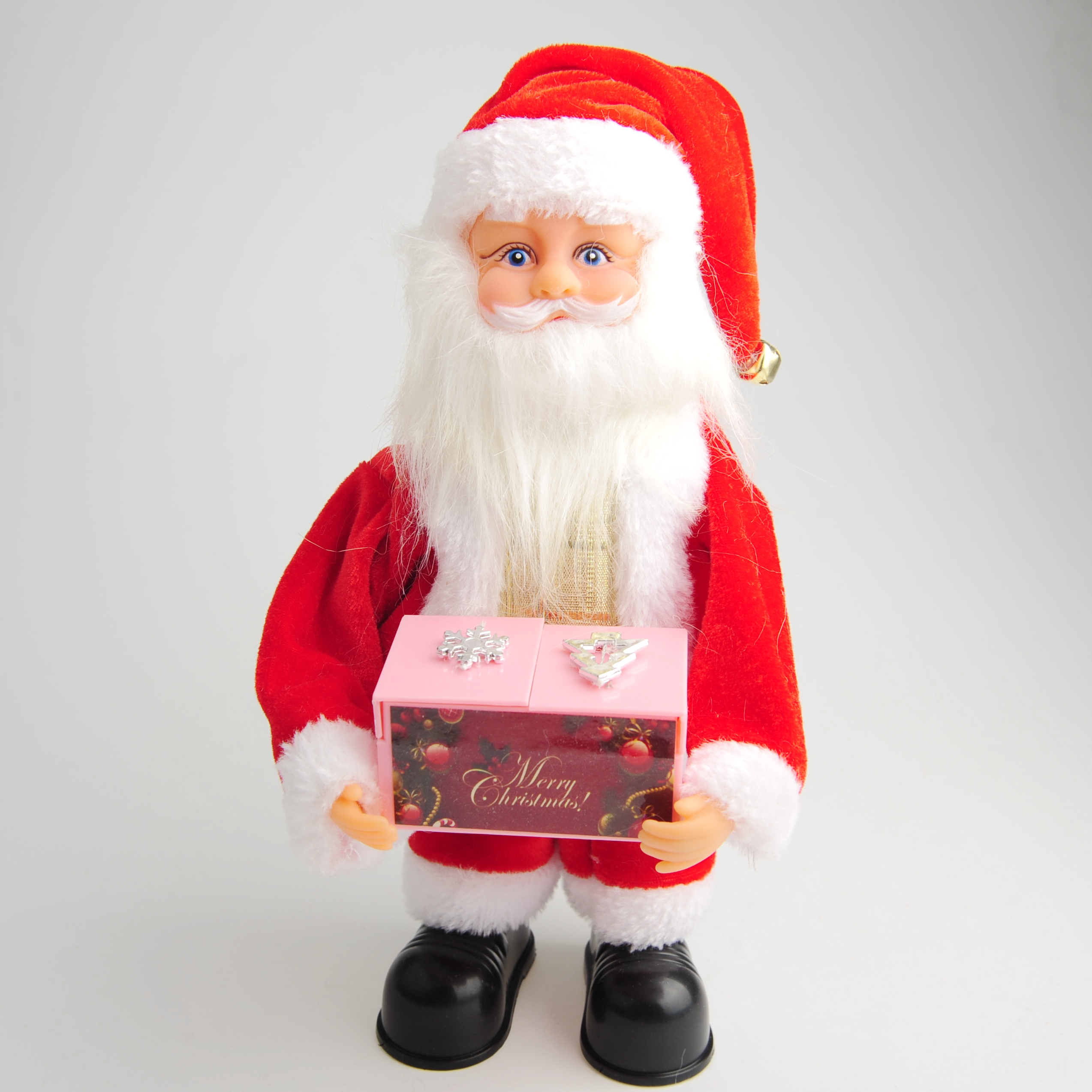 Santa Claus electric hand holding gift box singing Santa Claus toys Christmas decorative ornaments