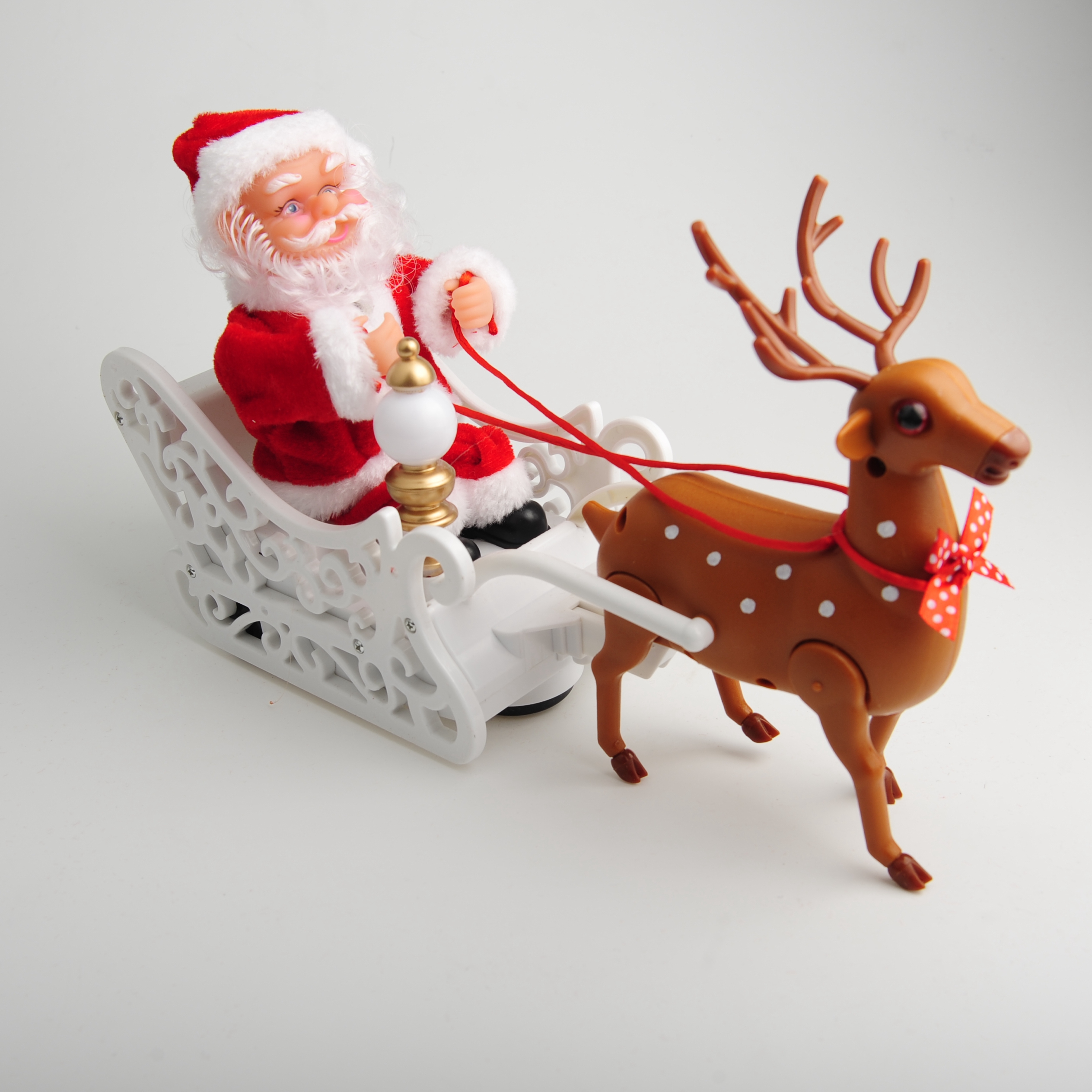 Novel and creative reindeer sleigh, Santa Claus doll with music, electric swivel toy, Christmas gift Application Scenario