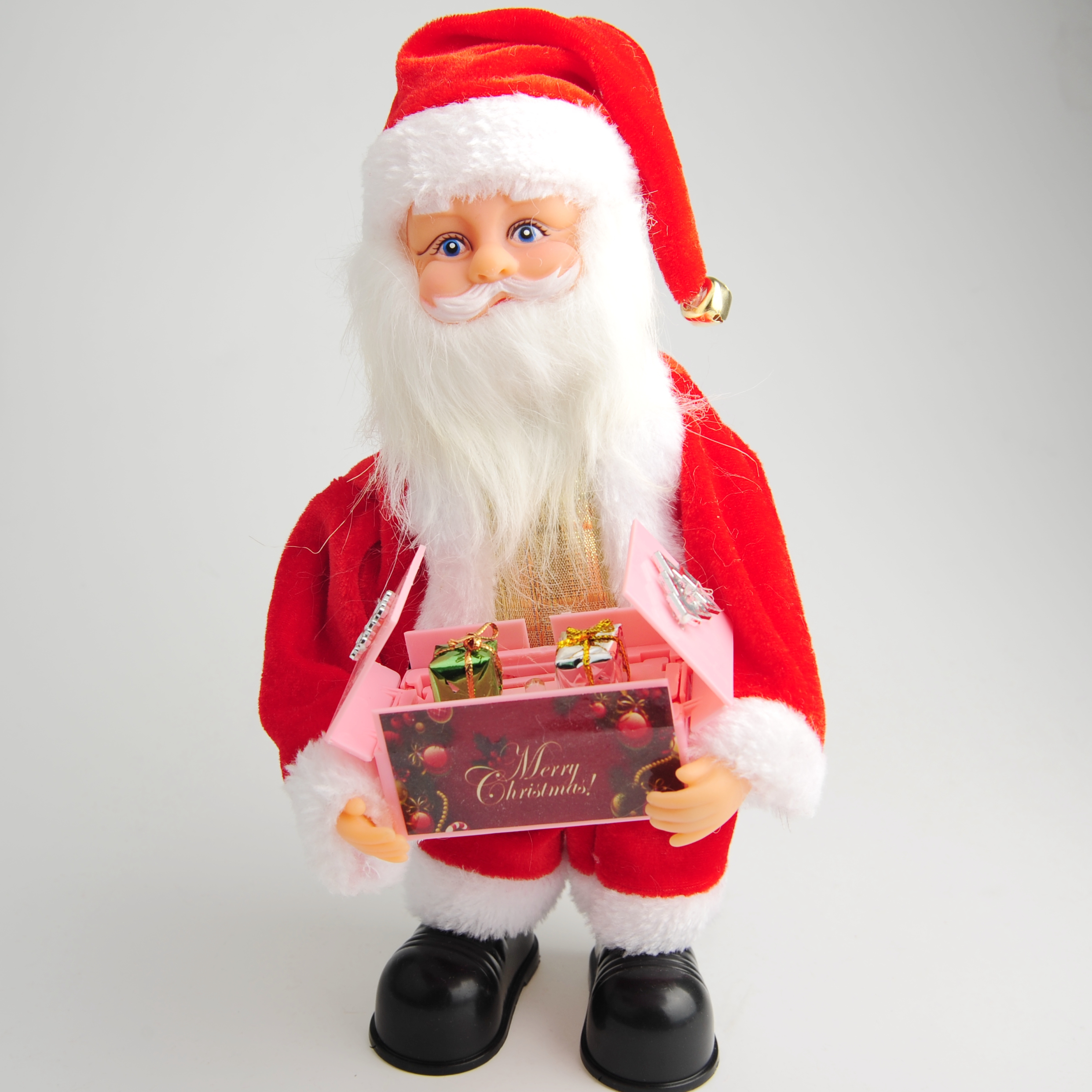 Santa Claus electric hand holding gift box singing Santa Claus toys Christmas decorative ornaments Specification image