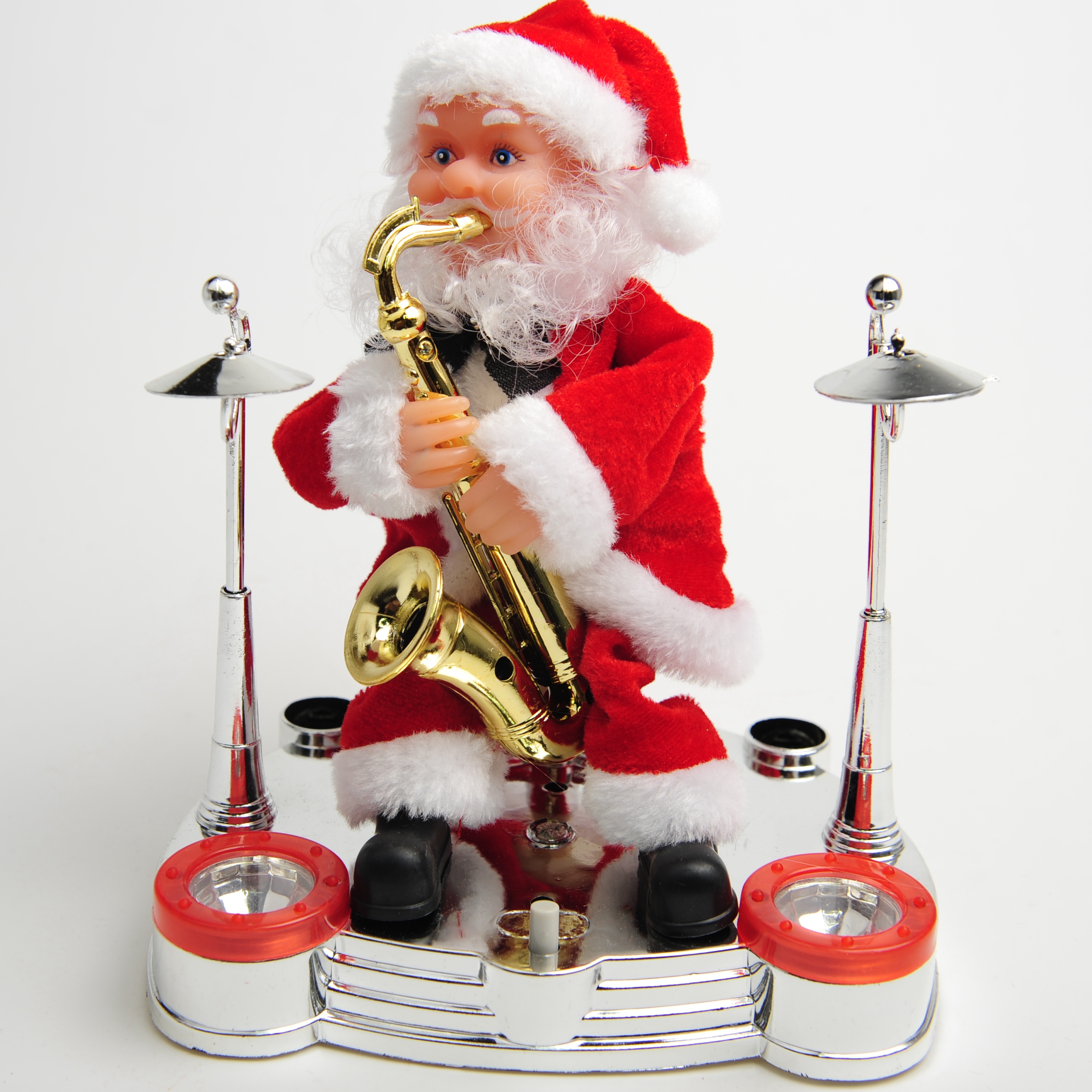 圣诞老人电动吹乐器萨克斯架子鼓唱歌圣诞老人 玩具圣诞节装饰摆件