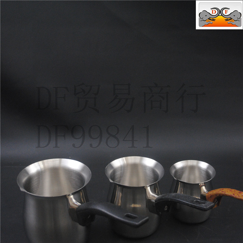 电镀奶杯/不锈钢煮奶杯/土耳其咖啡融化壶杯/小奶锅/黄油巧克力白底实物图