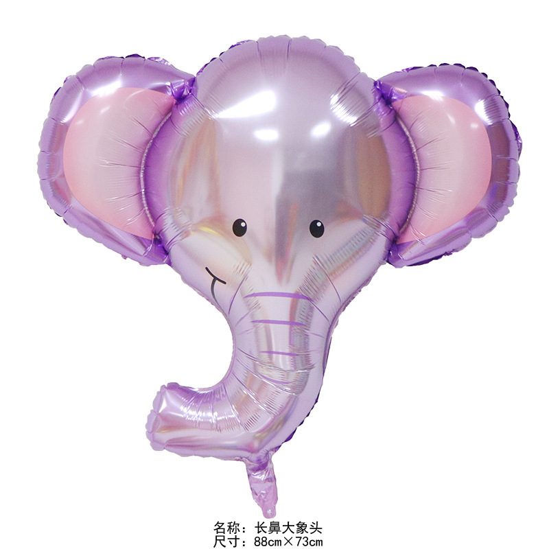 Wholesale of decorative balloons with shaped animal heads for kindergartens, aluminum film balloons, cartoon animal babies' first birthday dress-up Specification image