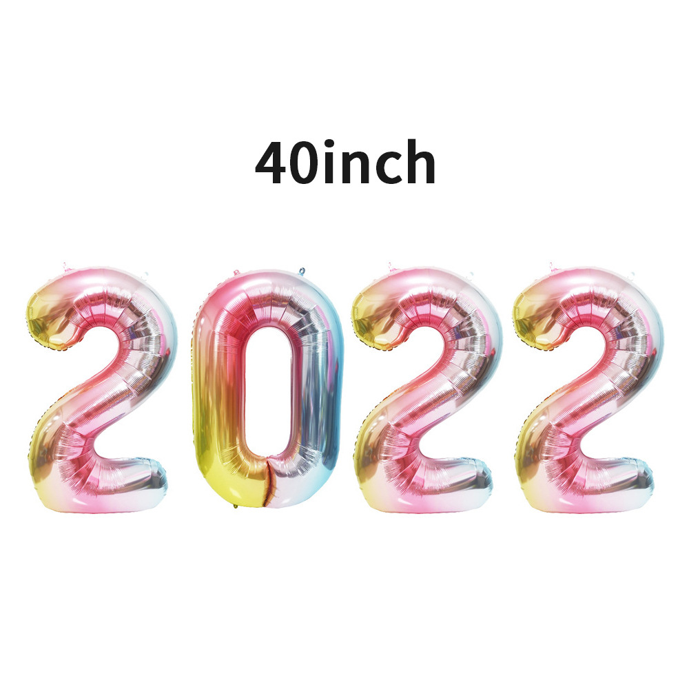 40-inch and 32-inch large digital aluminum foil balloon set 2022 digital balloon New Year, New Year's Day, New Year's Eve and Spring Festival decoration Item Picture