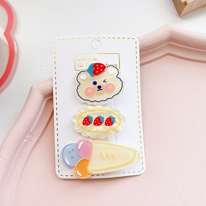 Xinqiang Mengqufang Korean version acrylic little animal Girl side Clip Super Cute and versatile Children's hair clip B202 1654 Specification image