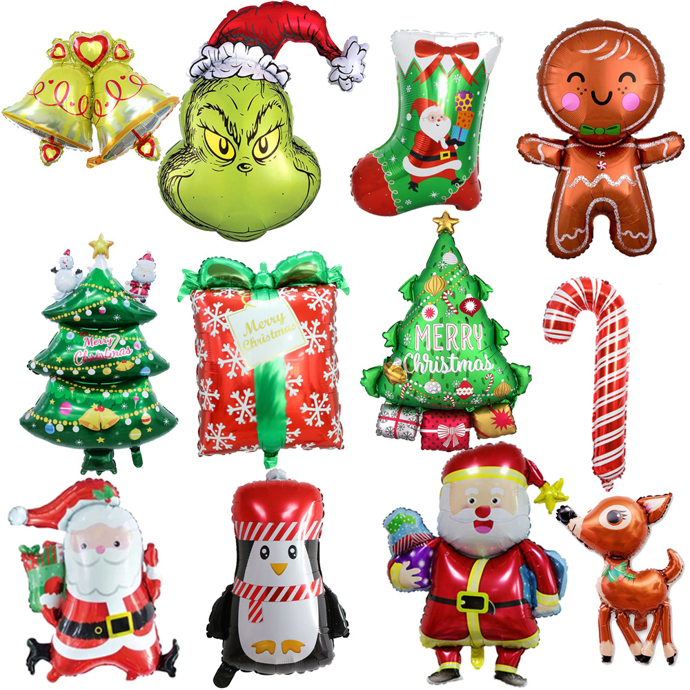 Christmas aluminum film balloons, Christmas party decoration, Santa Claus cartoon gifts, elderly Christmas tree balloons