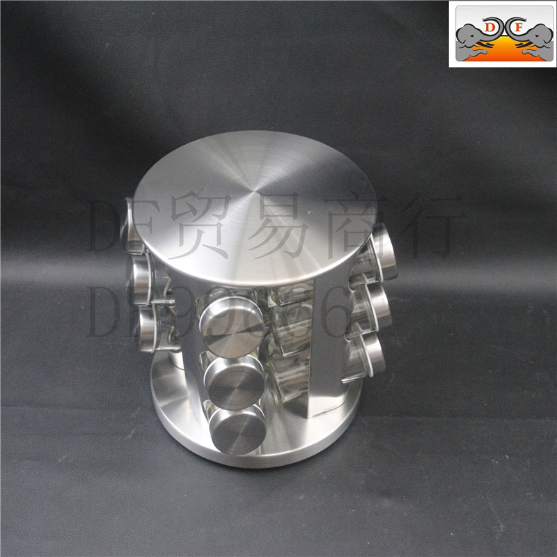 DF99666 16-head round seasoning jar, kitchenware rotating seasoning rack, household rotating seasoning jar 430 stainless steel spice storage, DF TRADING HOUSE details Picture