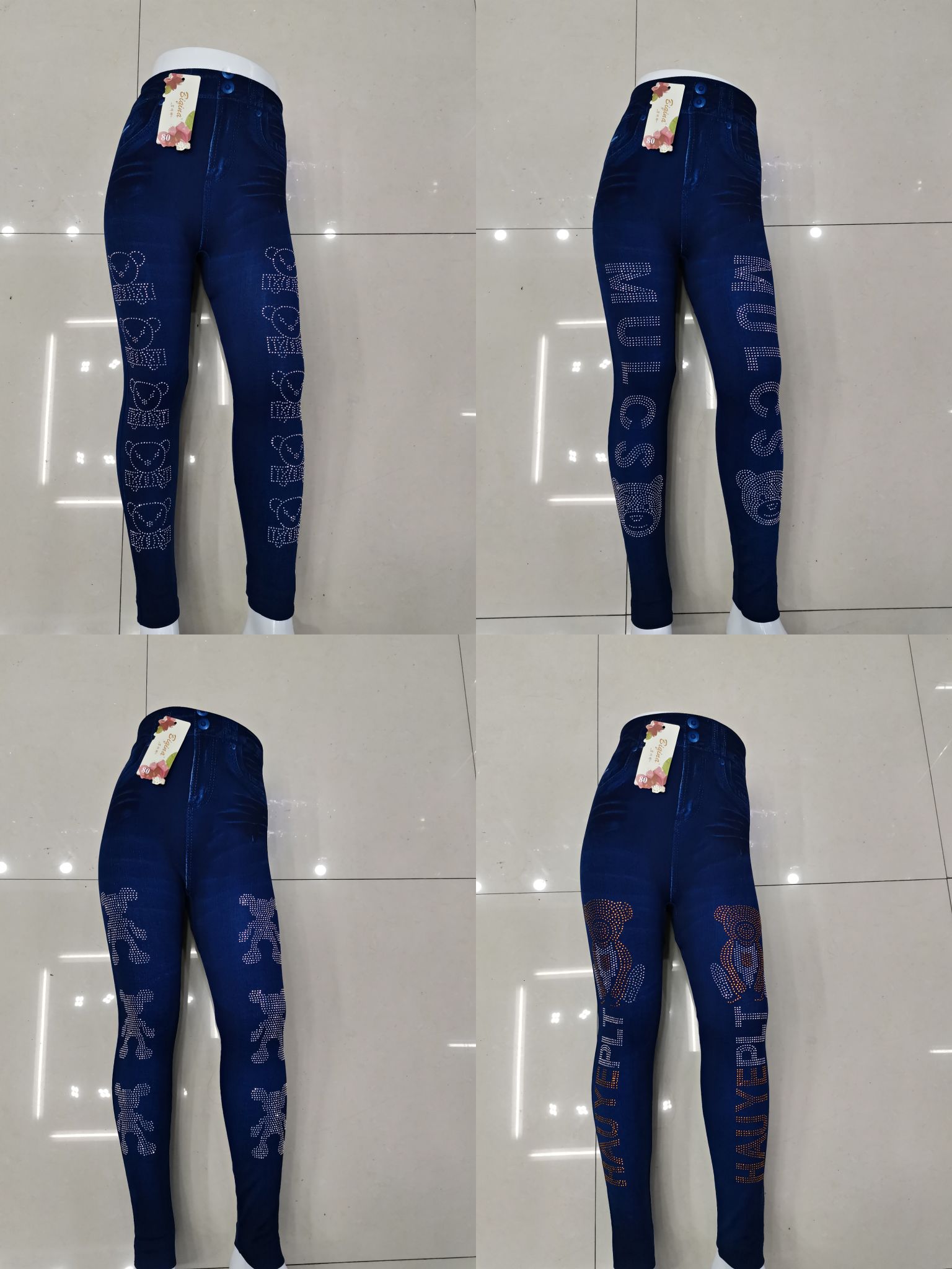 涤纶印花牛仔童裤，60.70.80