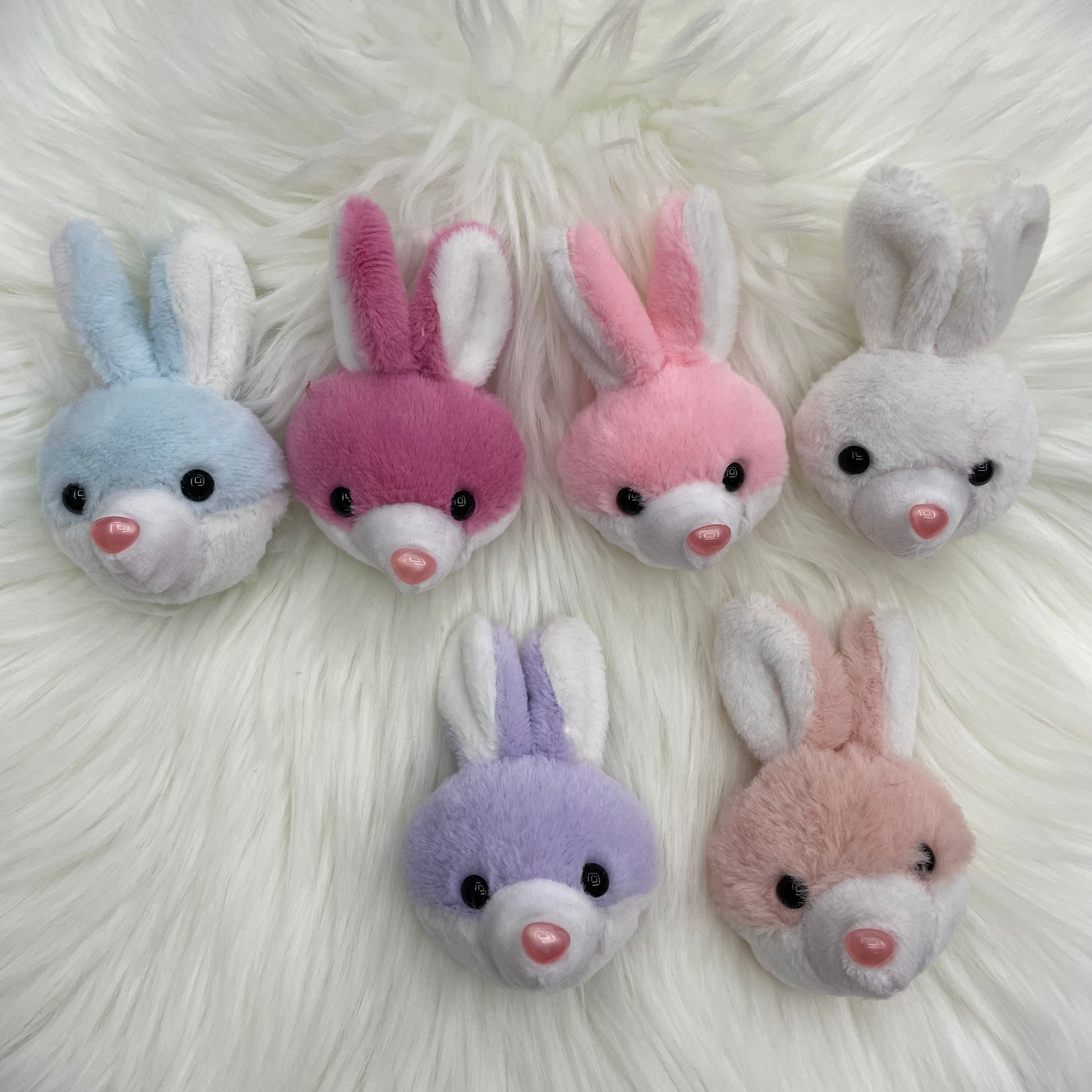 可爱小兔子挂件毛绒玩具兔子头公仔包包挂饰钥匙扣兔6色头箍辅料