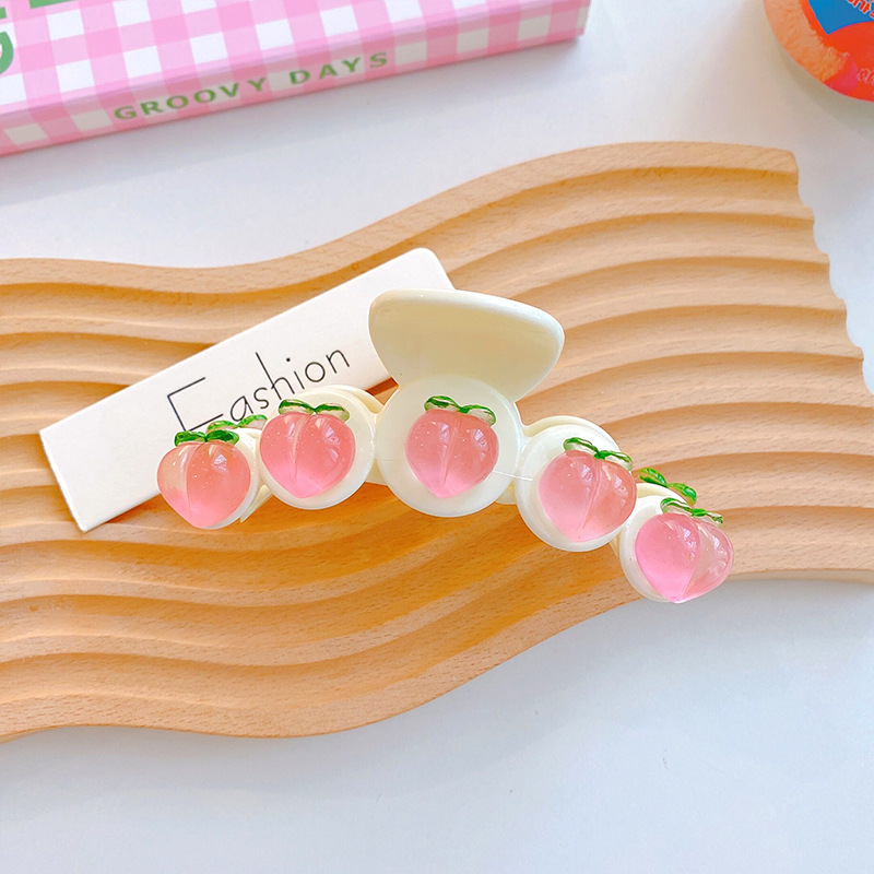 New Strong Sweet Style Drip Oil Peach Big Scratch Hair Clip, versatile updo, Shark clip hair clip at the back of the head, Japanese and Korean hair accessory brand X100 49879 Item Picture