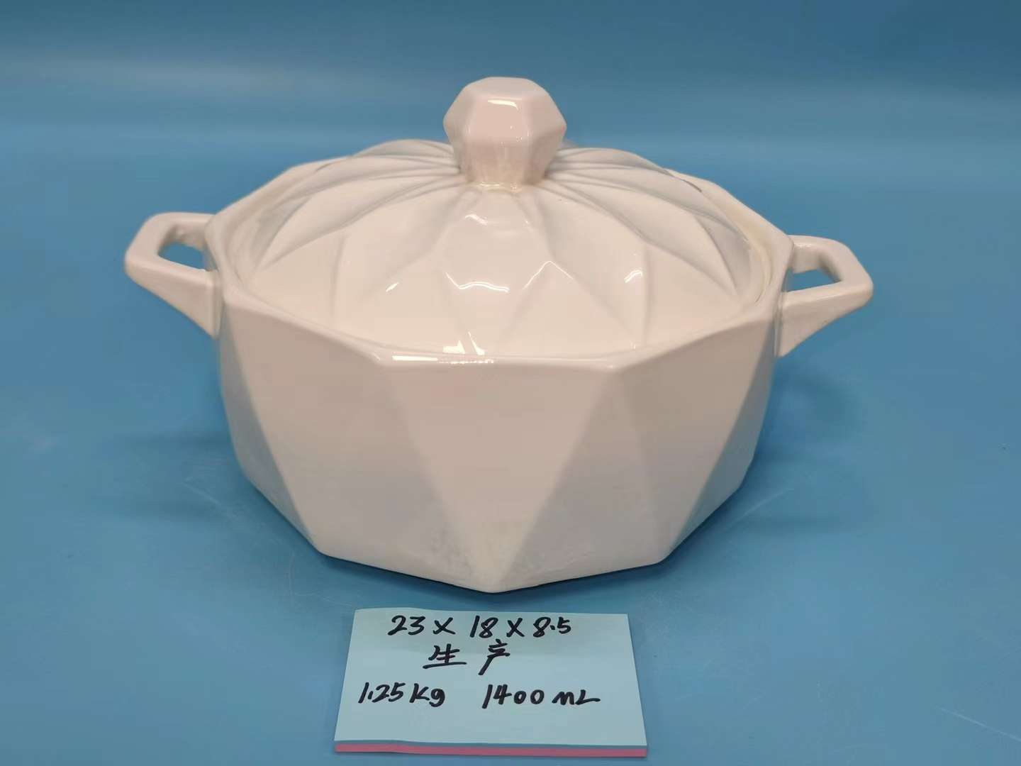 方圆陶瓷带玻璃盖陶瓷大碗陶瓷汤锅浮雕花陶瓷汤锅FY685774详情图6