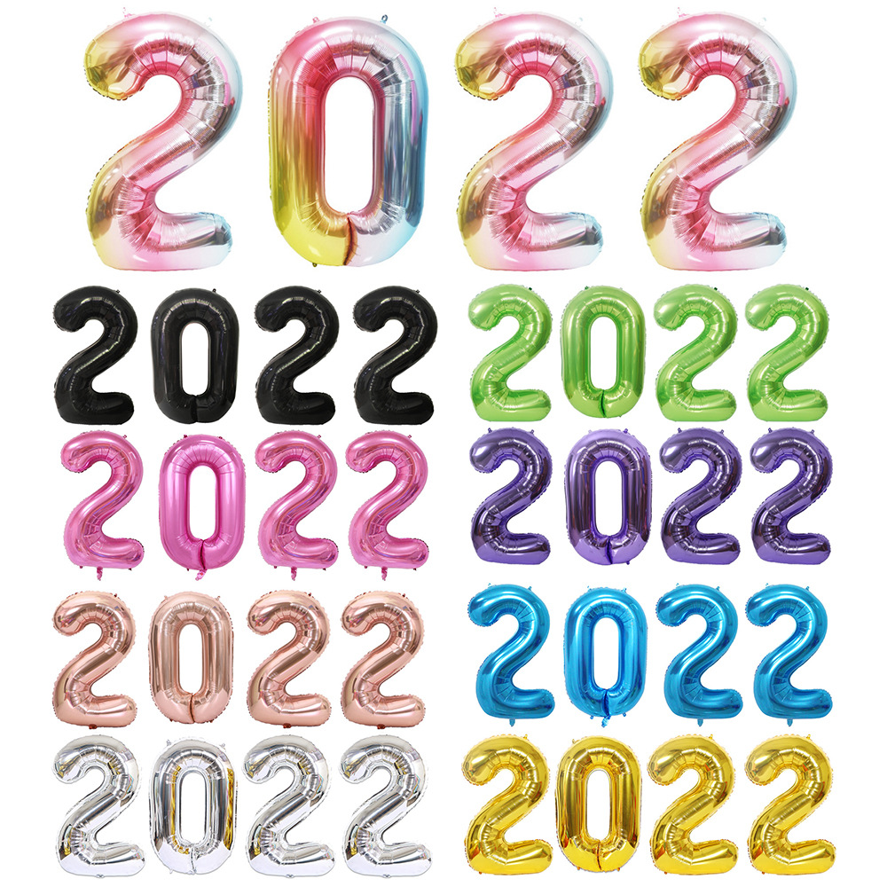 40-inch and 32-inch large digital aluminum foil balloon set 2022 digital balloon New Year, New Year's Day, New Year's Eve and Spring Festival decoration