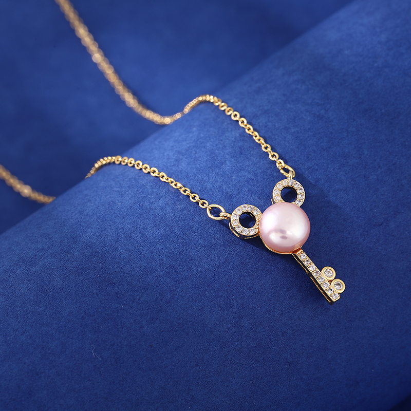 Yabie Mickey Key Pearl Pendant DIY accessory accessory pendant holder one-piece set chain inlaid zircon fashion chain details Picture