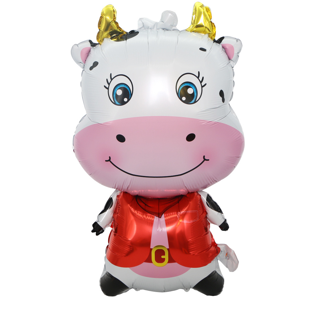 The company decorated the New Year's Eve party with cartoon golden bull aluminum foil balloons for the Year of the Tiger details Picture
