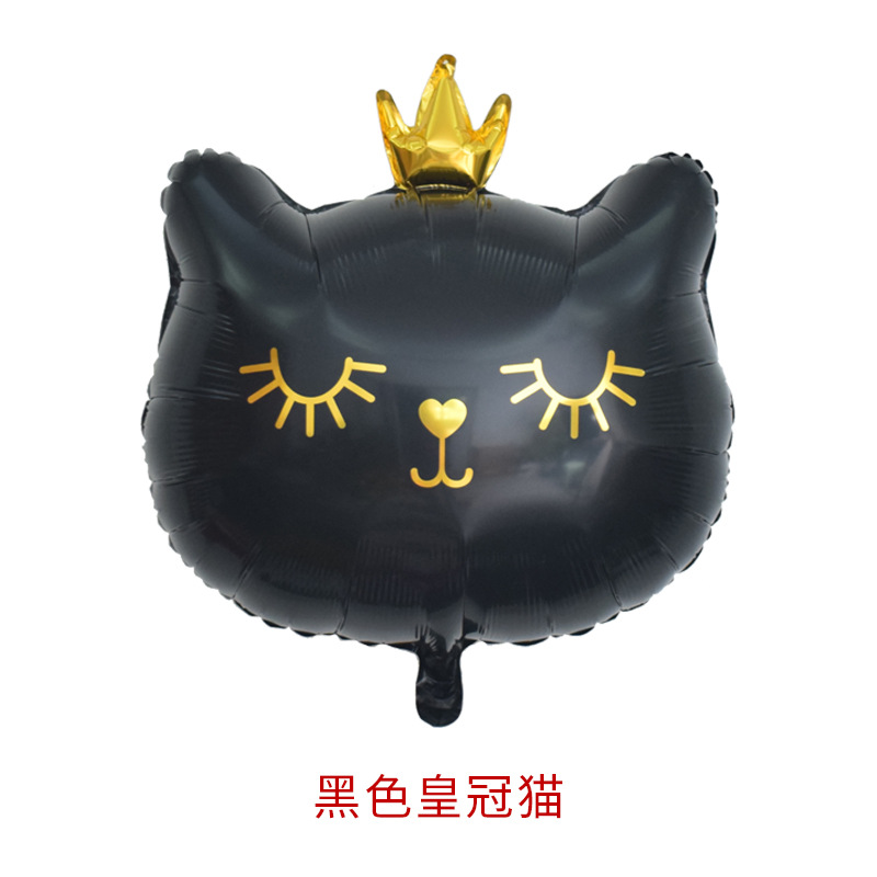 Cross-border new large-sized crown cat aluminum film balloon, ins style children's and girls' cat birthday party aluminum foil background decoration Item Picture
