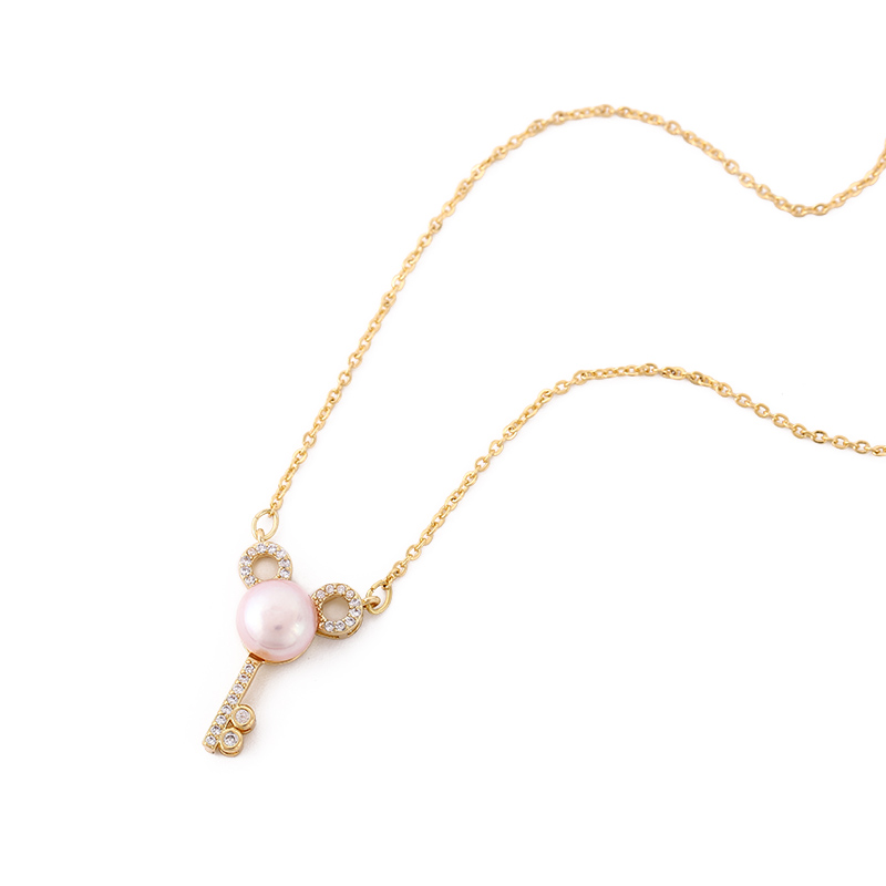 Yabie Mickey Key Pearl Pendant DIY accessory accessory pendant holder one-piece set chain inlaid zircon fashion chain Specification image