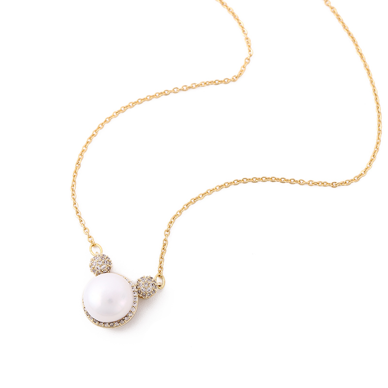 Yabide 18K gold natural freshwater pearl Mickey Mouse head necklace silver new style cute and exquisite collarbone chain as a gift for your best friend Specification image