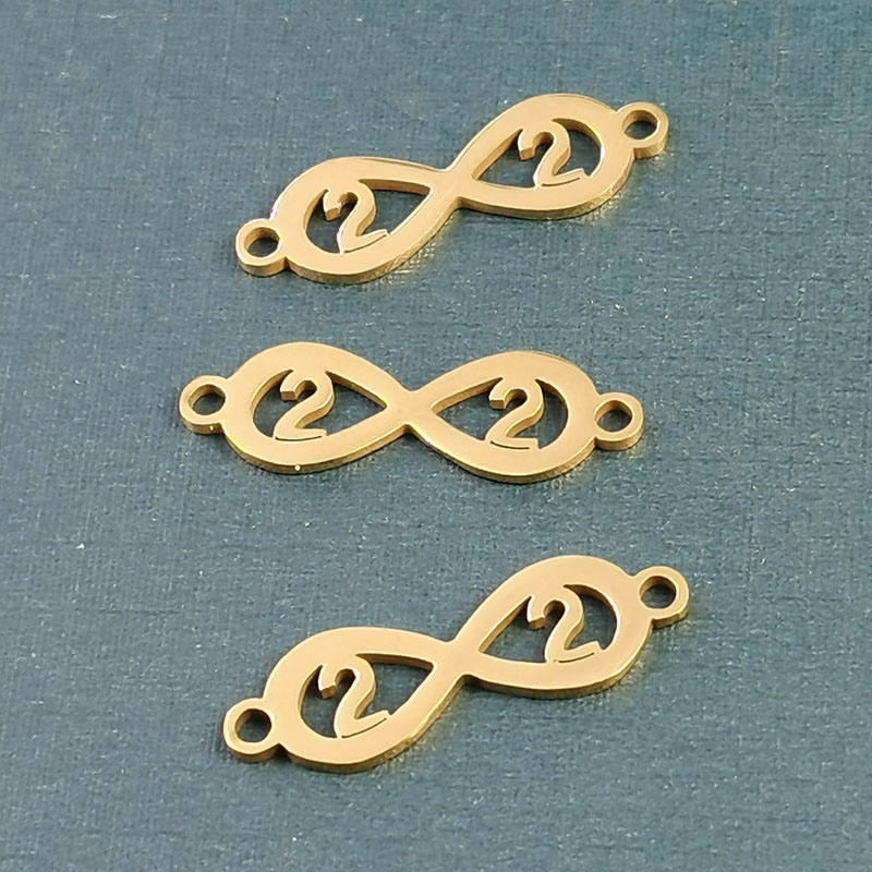 Mirror-polished stainless steel double pendant 2 Infinite symbol bracelet pendant 8-shaped double hole connection INFINITE Specification image