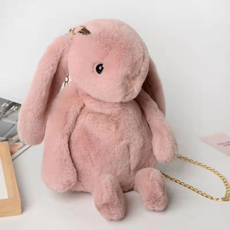 New long-eared rabbit bag, children's little chanel-style rabbit fur double-ear flap bag, hand-held women's crossbody bag, diy bag, cartoon imitation fur rabbit small bag Application Scenario