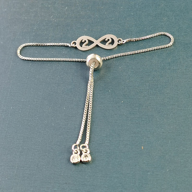 Mirror-polished stainless steel double pendant 2 Infinite symbol bracelet pendant 8-shaped double hole connection INFINITE detail image 3