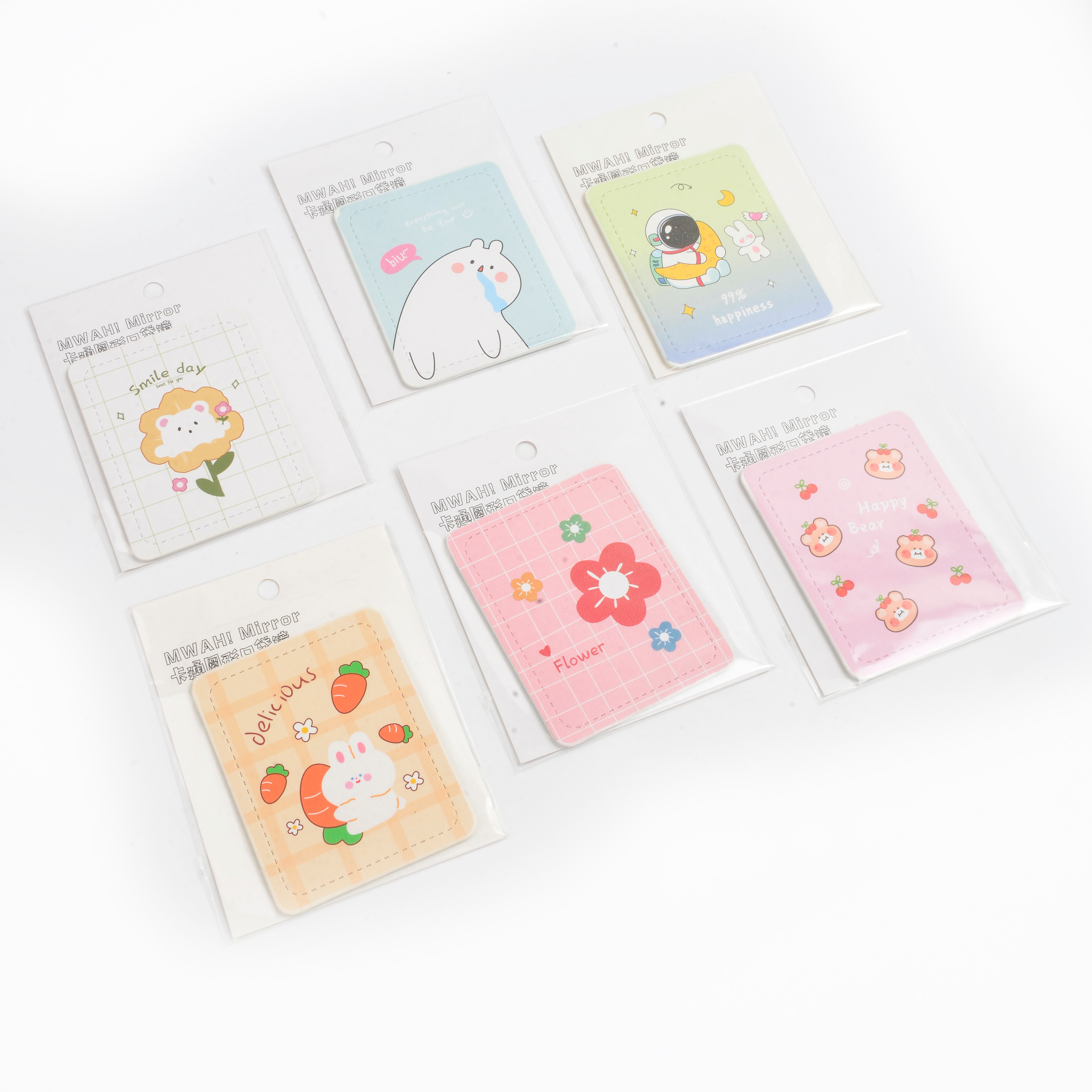 Simple and thickened folding flip cover cartoon dressing mirror, portable makeup mirror for ins student dormitories