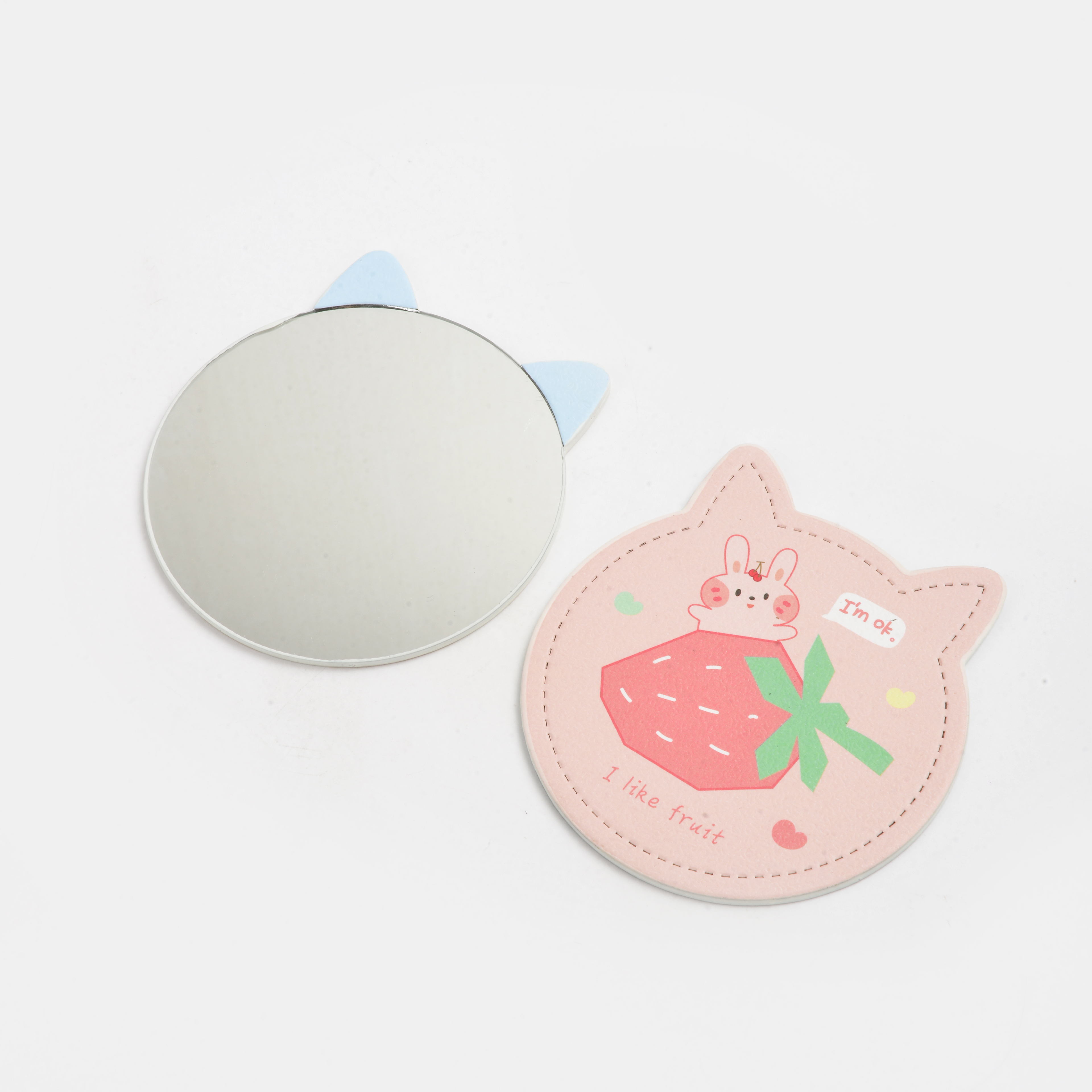 Simple and cute cartoon small mirror, student casual makeup mirror, portable small round mirror, mini makeup mirror Specification image