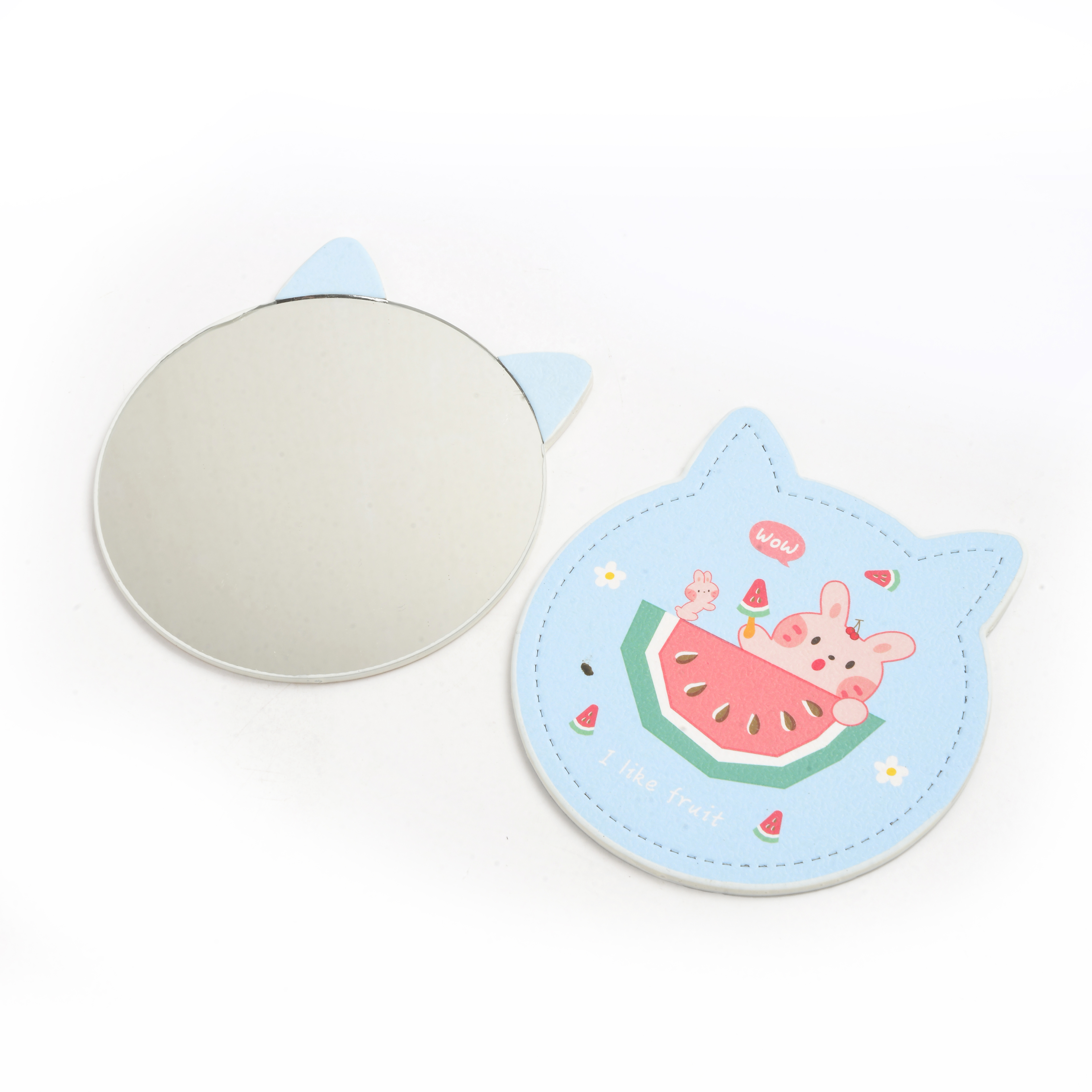 Simple and cute cartoon small mirror, student casual makeup mirror, portable small round mirror, mini makeup mirror Item Picture