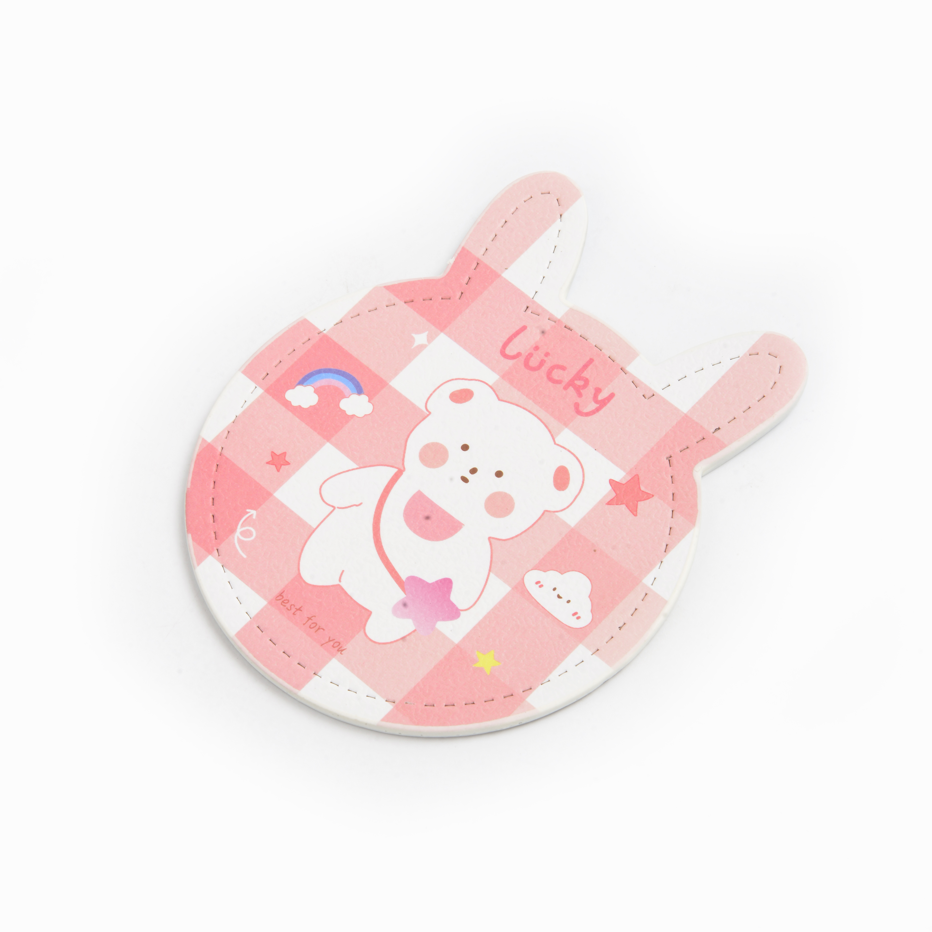 Cartoon small round mirror, portable round mini makeup mirror, portable folding square small mirror for student girls Application Scenario