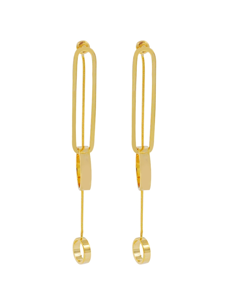 夸张2022年新款潮高级感金属链条流苏金耳环女设计感小众气质耳坠