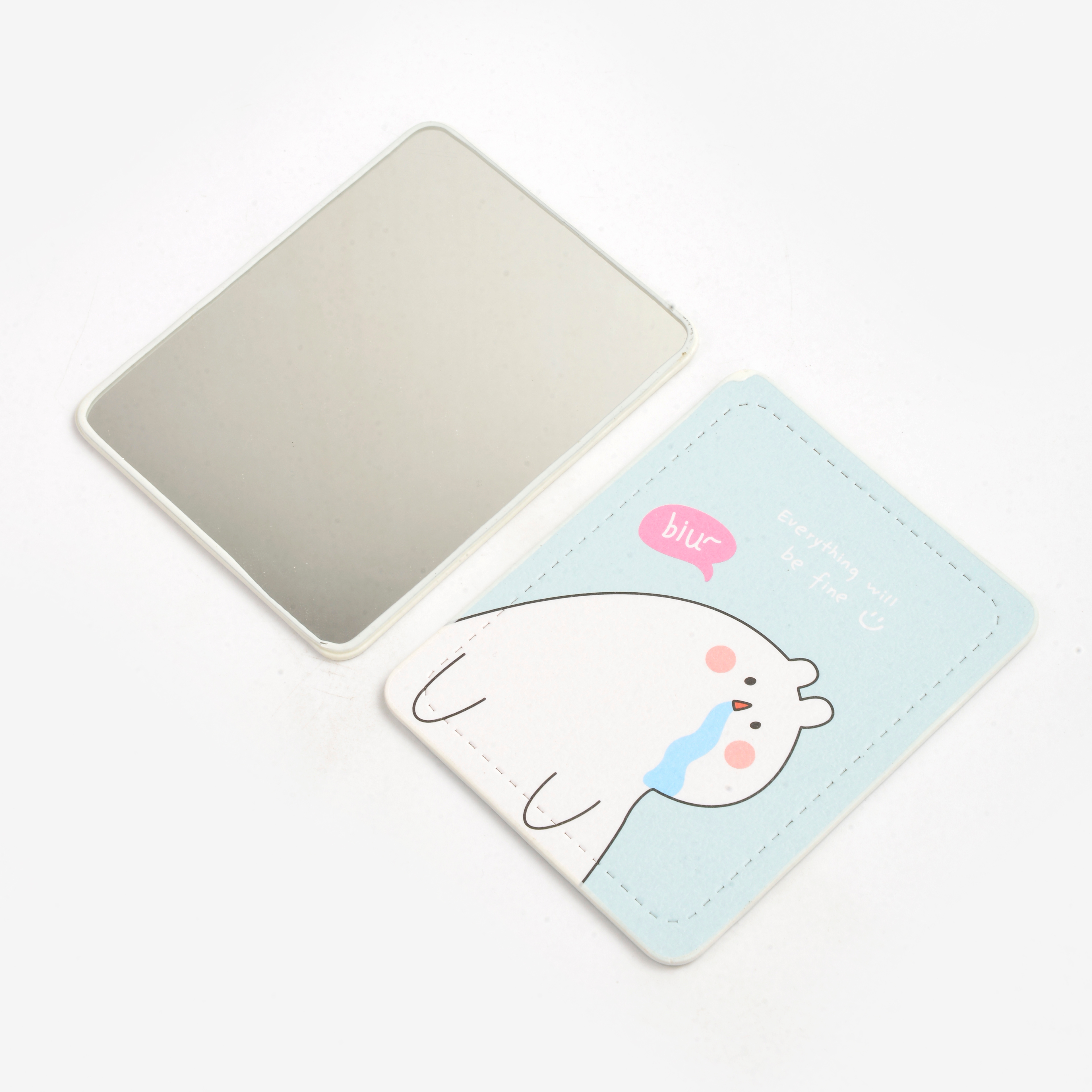 Simple and thickened folding flip cover cartoon dressing mirror, portable makeup mirror for ins student dormitories Application Scenario
