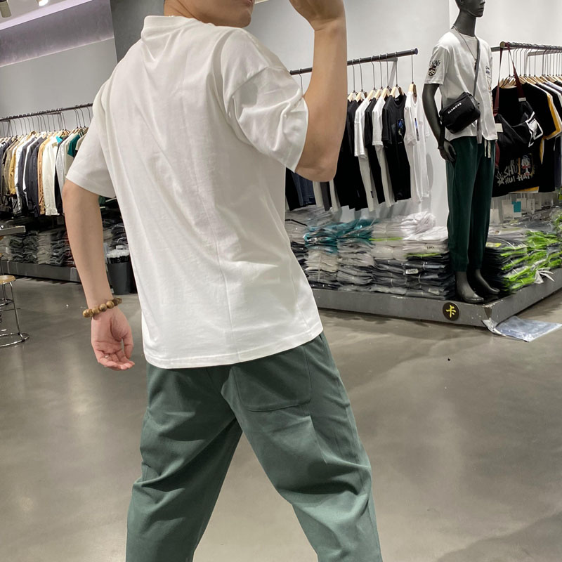 2022 Summer short-sleeved T-shirt for men, a trendy brand with letters, couple and Internet celebrity T-shirts, European pure cotton printed men's clothing Specification image