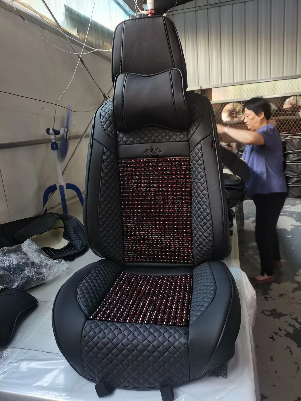 Car three-dimensional all-season universal seat cushion wood beads in one color 04567 model detail image 4