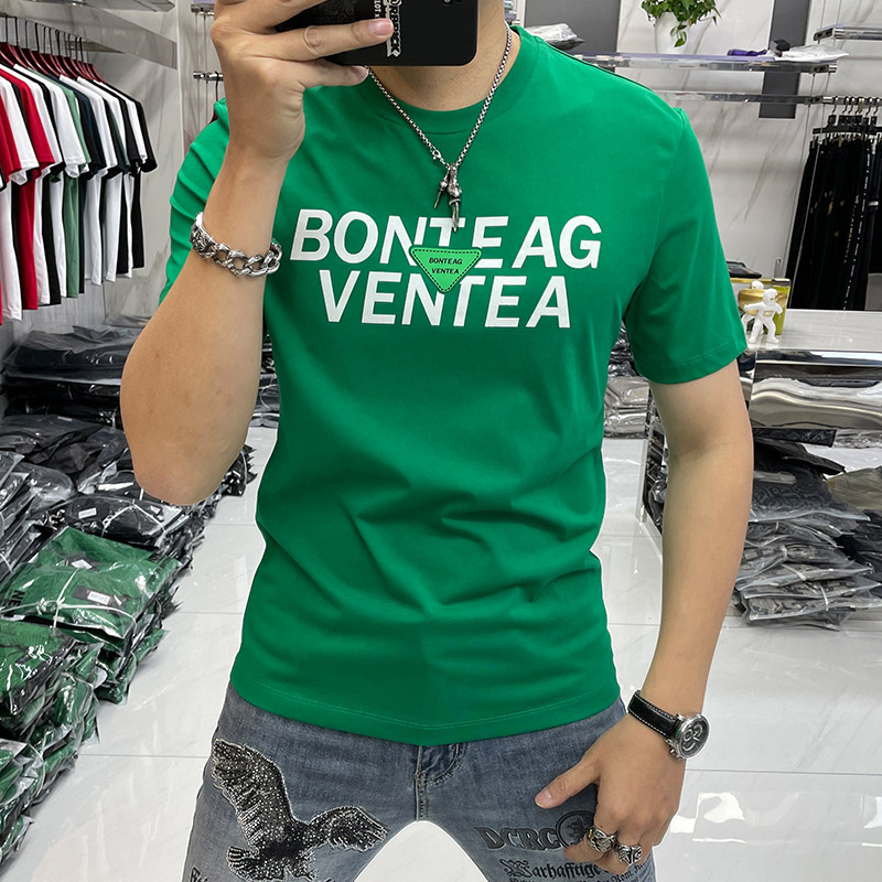 Summer men's fashion short-sleeved T-shirt, European station trendy half-sleeved top, European brand trendy men's clothing letter T-shirt 3 details Picture