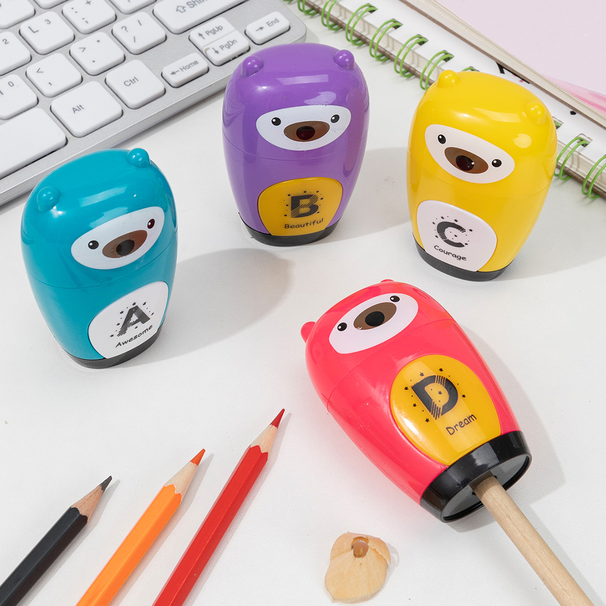可爱卡通2合1桌面橡皮卷笔刀组合手动旋转削笔器学生学习耐用转笔刀