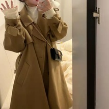 毛呢外套女2021年新款秋冬季爆款韩版小个子赫本风呢子大衣中长款
