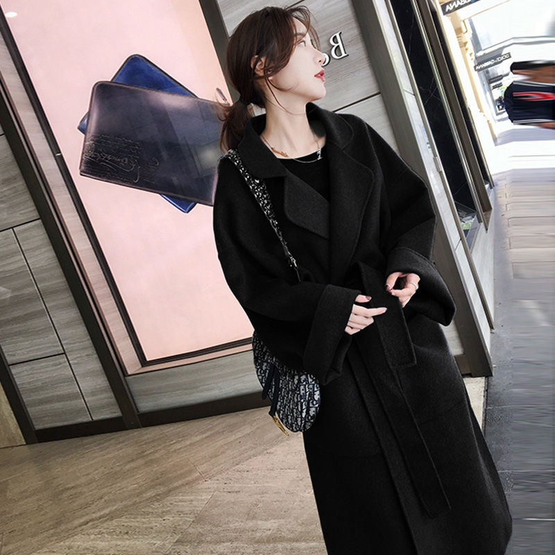 毛呢外套女中长款2020冬季新款韩版气质大码宽松加厚保暖呢子大衣