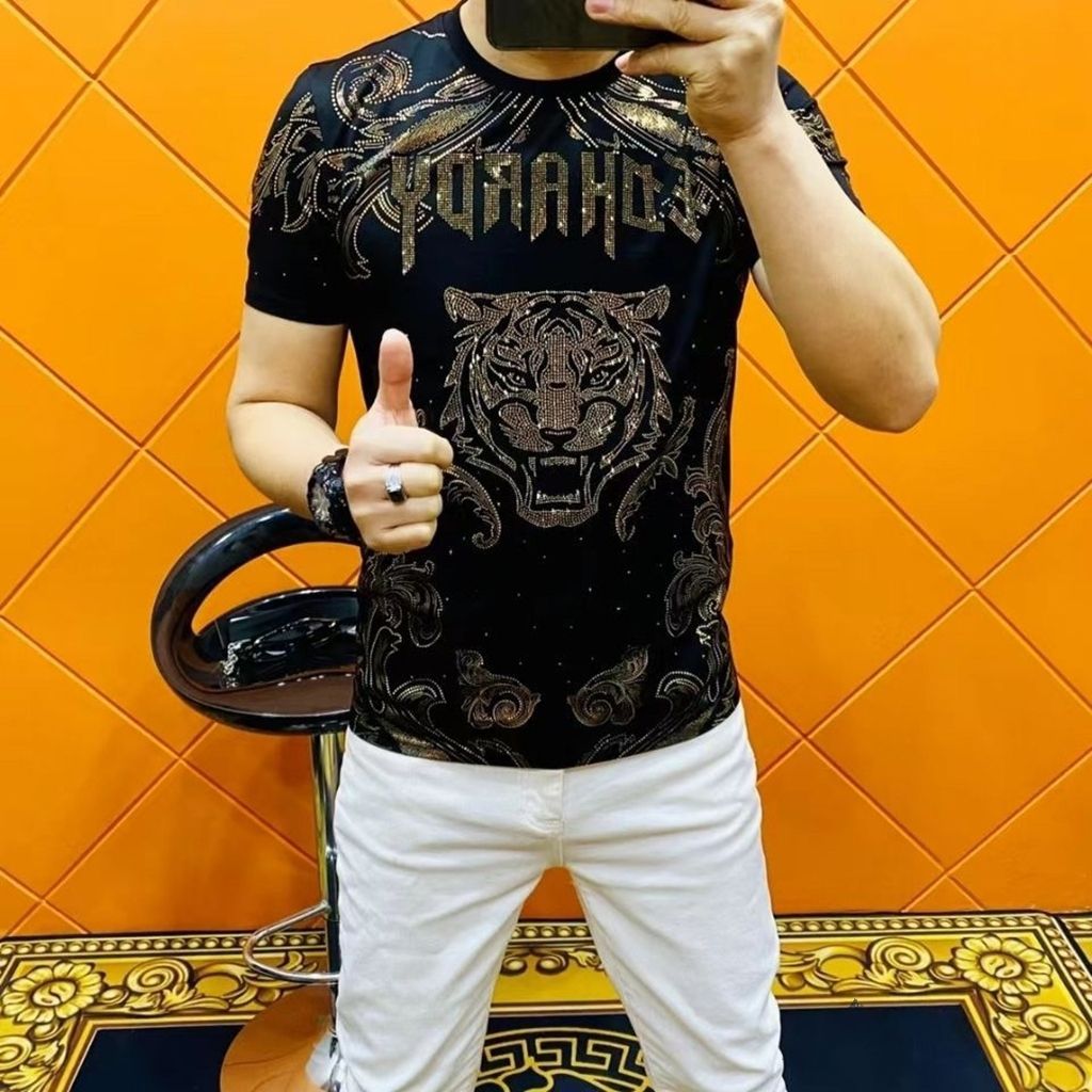 短袖t恤男士夏季新款薄款潮牌圆领宽松冰丝速干打底衫帅气上衣服详情3