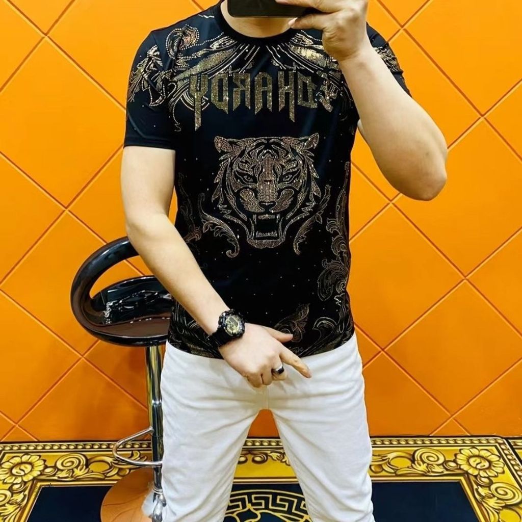短袖t恤男士夏季新款薄款潮牌圆领宽松冰丝速干打底衫帅气上衣服详情2